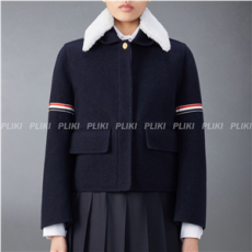 톰브라운 울 캐시미어 시어링 칼라 암밴드 벨 슬리브 재킷