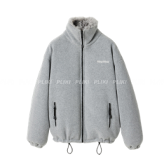 미우미우 플리스 다운 재킷 마블 그레이