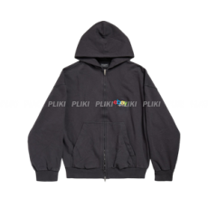 발렌시아가 남성 이베이 레귤러 핏 집업 후디 블랙