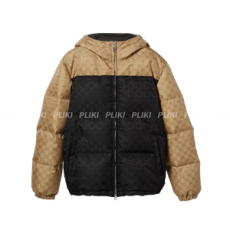 구찌 GG 로고 패널 후드 패딩