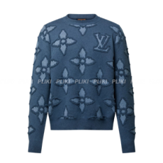 루이비통 텍스처드 코튼 크루넥 인디고 블루