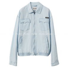 미우미우 샴브레이 블루종 재킷