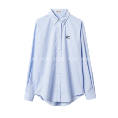 미우미우 깅엄 체크 포플린 셔츠