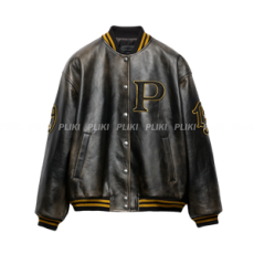 프라다 레더 봄버 패치 재킷