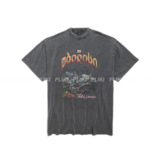 발렌시아가 남성 트빌리시 오버사이즈 티셔츠 페이드 블랙