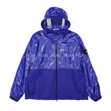 스톤 아일랜드 41599 히트 리액티브 라미 코튼 리넨 텔라 자켓 블루에뜨 - 22SS