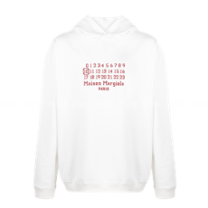 메종 마르지엘라 자수 넘버링 아이보리 후드티 21SS
