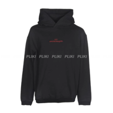 메종 마르지엘라 업사이드 다운 자수 로고 후드 블랙 레드