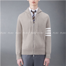 톰브라운 메리노 저지 세일 보트 인타르시아 4-바 지퍼 후디