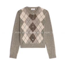 셀린느 아가일 알파카 울 가디건