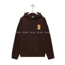 로에베 릴랙스 핏 후디 - 코튼 다크 브라운