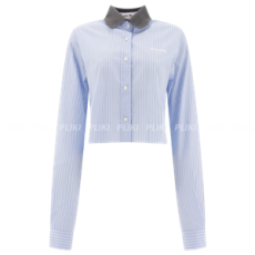 미우미우 엠브로이더드 코튼 포플린 셔츠