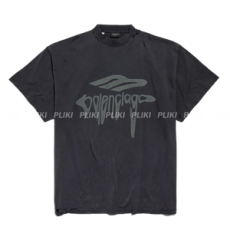 발렌시아가 남성 3b 리퀴파이드 오버사이즈 티셔츠 블랙/그레이