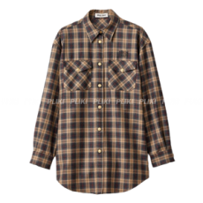 미우미우 울 타탄 셔츠 카멜 브라운