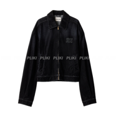 미우미우 플록 캐시미어 블루종 재킷