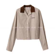 미우미우 체크 셔츠 코크 베이지