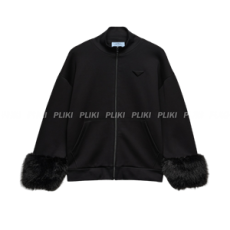 프라다 더블 플리스 하이 넥 블루종