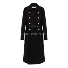 디올 울 캐시미어 벨트 블랙 코트