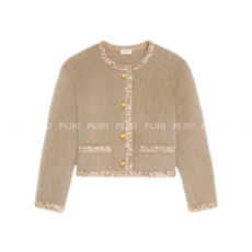 셀린느 자수 가디건 재킷 - 브러시드 모헤어