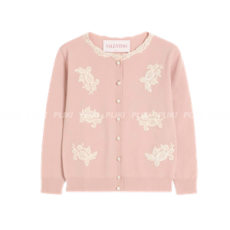 발렌티노 레이스 트림 카디건 로즈 미스트