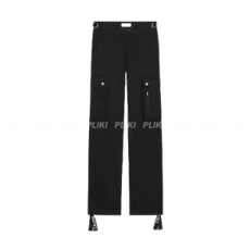 셀린느 코튼 리넨 카고 팬츠 블랙