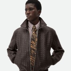 보테가 베네타 인트레치아토 가죽 블루종