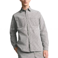 디올 오블리크 코튼 데님 오버셔츠 그레이