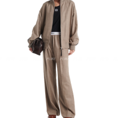 로에베 로고 밴딩 팬츠 베이지