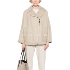 브루넬로 쿠치넬리 오프 센터 집업 바이커 재킷