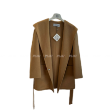 로에베 캐시미어 후드 코트 브라운