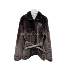 미우미우 시어링 코트 다크브라운