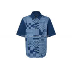 루이비통 프린티드 쇼트 슬리브드 데님 셔츠