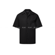 루이비통 엠브로이더드 쇼트 슬리브드 코튼 셔츠