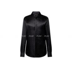 루이비통 모노그램 롱 슬리브드 실크 셔츠 블랙