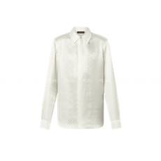 루이비통 모노그램 롱 슬리브드 실크 셔츠 화이트