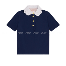 발렌티노 반팔 니트 폴로 탑 네이비