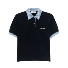 미우미우 레이어드 폴로 티셔츠 네이비