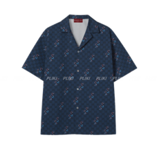 구찌 프린트 코튼 립스탑 셔츠