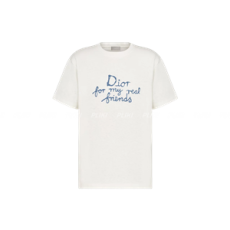 디올 & HYLTON NEL 화이트 코튼 저지 티셔츠