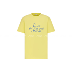 디올 & HYLTON NEL 옐로우 코튼 저지 티셔츠