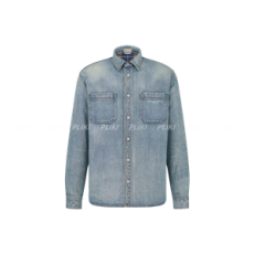 디올 블루 코튼 데님 체크 안감 오버셔츠
