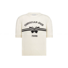 디올 화이트 캐시미어 니트 & 블랙 모티브 스웨터