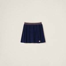 미우미우 울 앤 캐시미어 스커트 네이비
