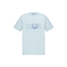 DIOR AND HYLTON NEL 블루 코튼 저지 티셔츠