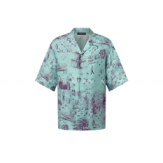 루이비통 프린티드 쇼트 슬리브드 실크 셔츠