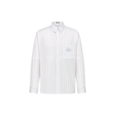 DIOR AND HYLTON NEL 화이트 스트라이프 코튼 포플린 셔츠