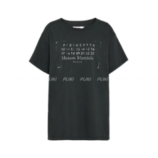 메종 마르지엘라 스탬프 로고 티셔츠 블랙