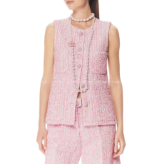 샤넬 이리디센트 코튼 울 트위드 베스트 - 핑크 & 에크루