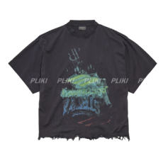 발렌시아가 드라이 임프린트 워시드 빈티지 반팔 티셔츠 블랙