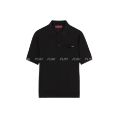 구찌 인타르시아 파인 울 니트 폴로 탑 블랙